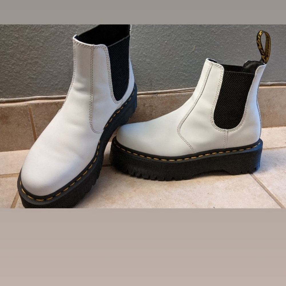 White, Dr. Martens Chelsea Platform (Quad)